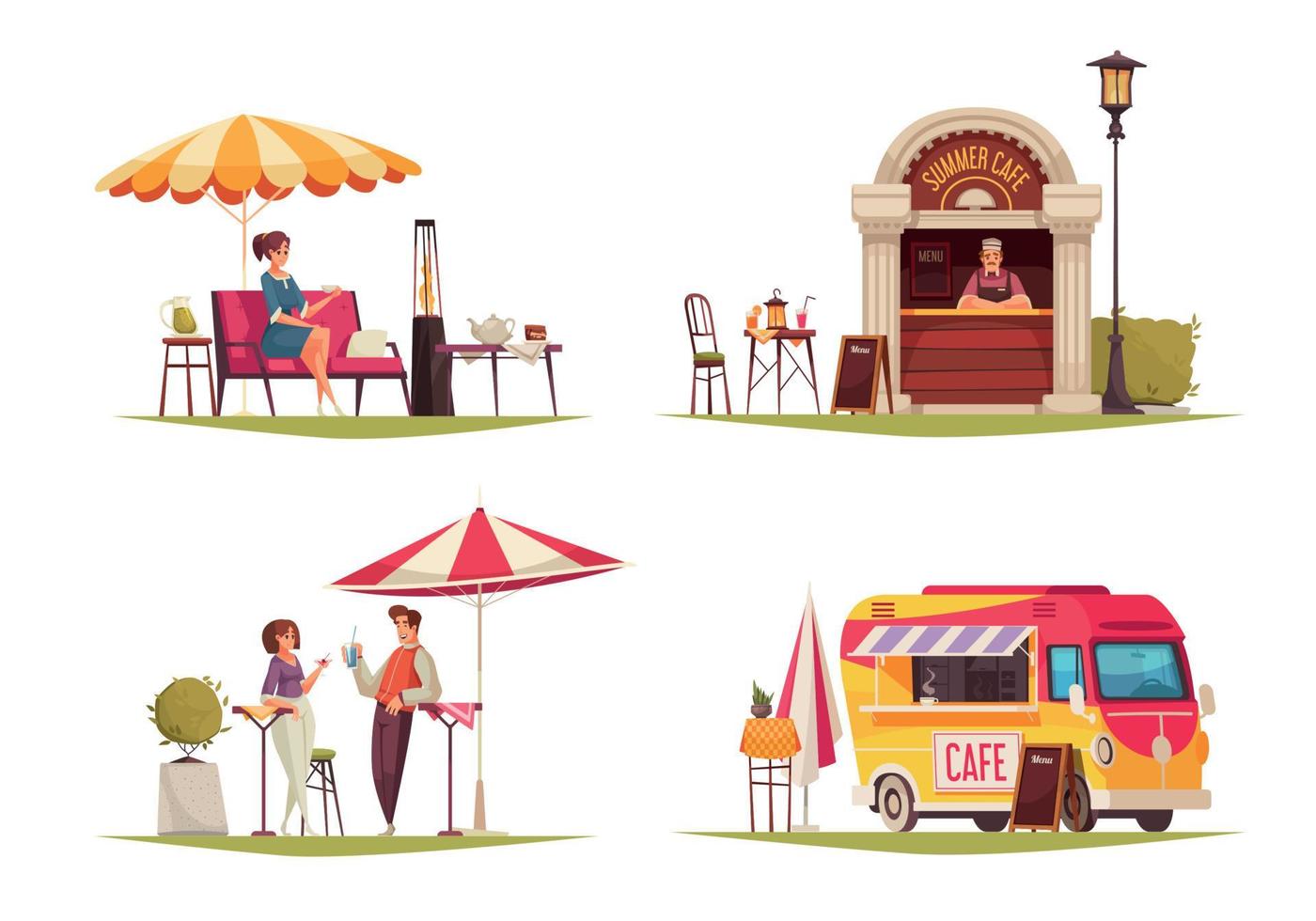 Street Cafe Concept Compositions vector