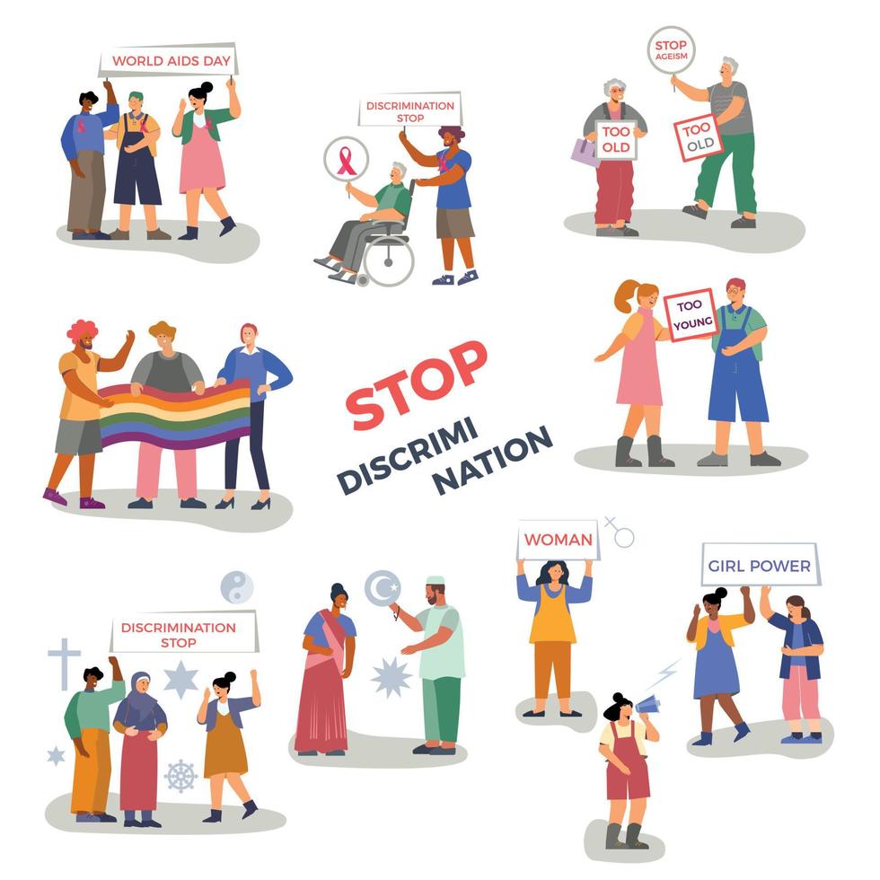 Stop Discrimination Flat Set vector