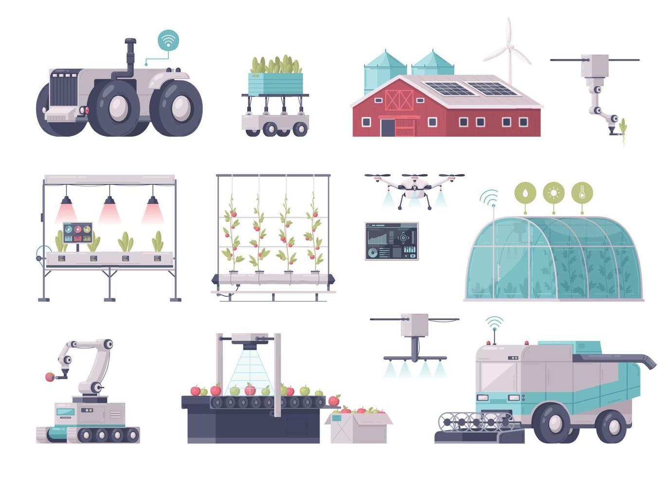Future Farm Machinery Composition vector