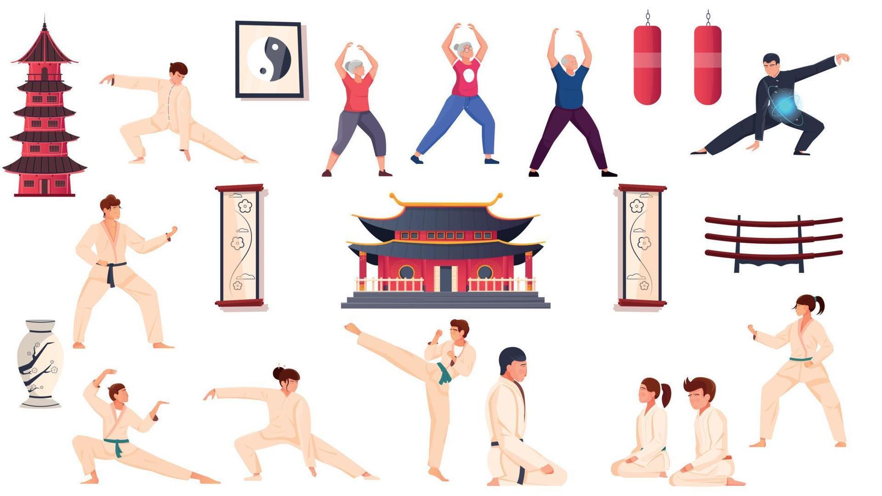 Martial Arts Flat Set vector