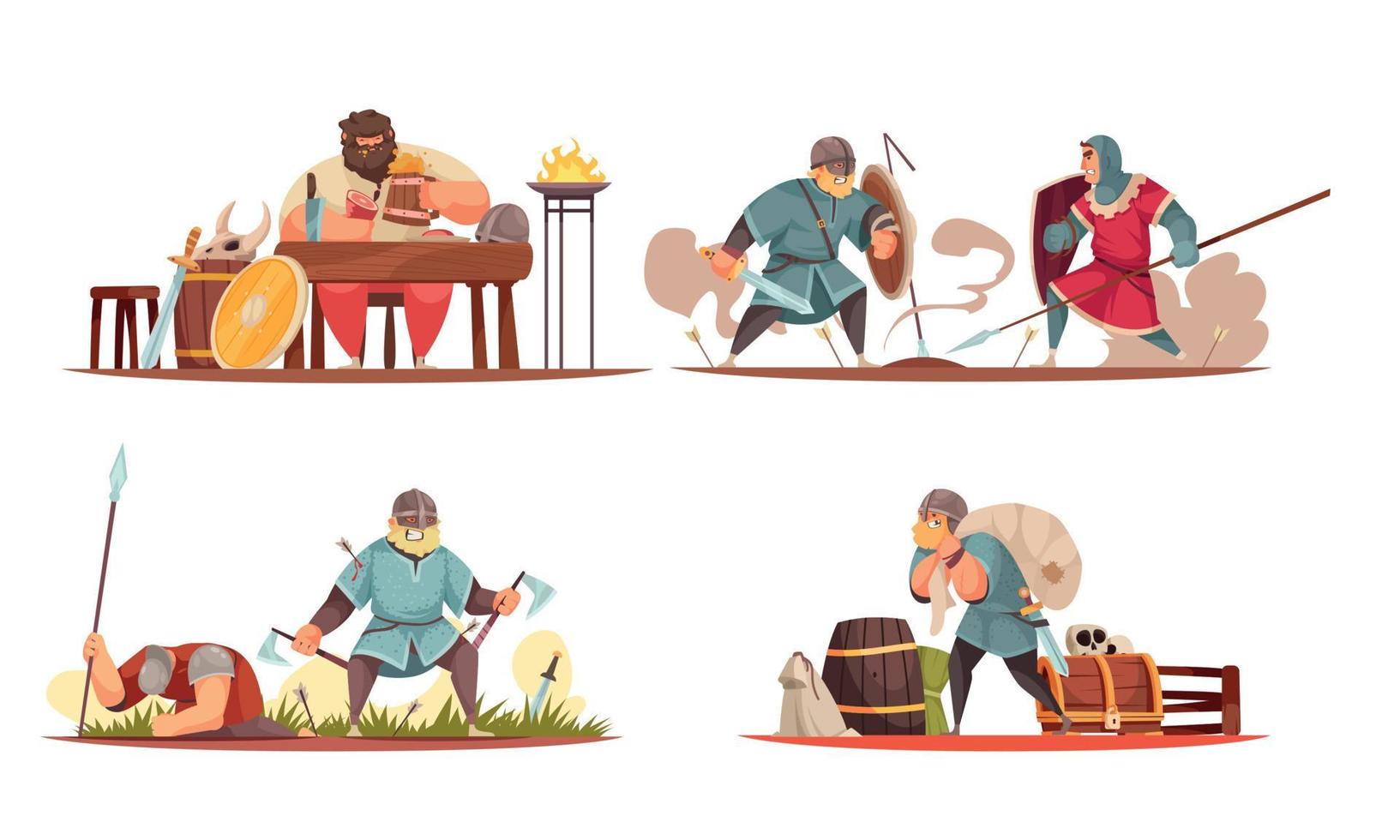 Viking Cartoon Compositions vector