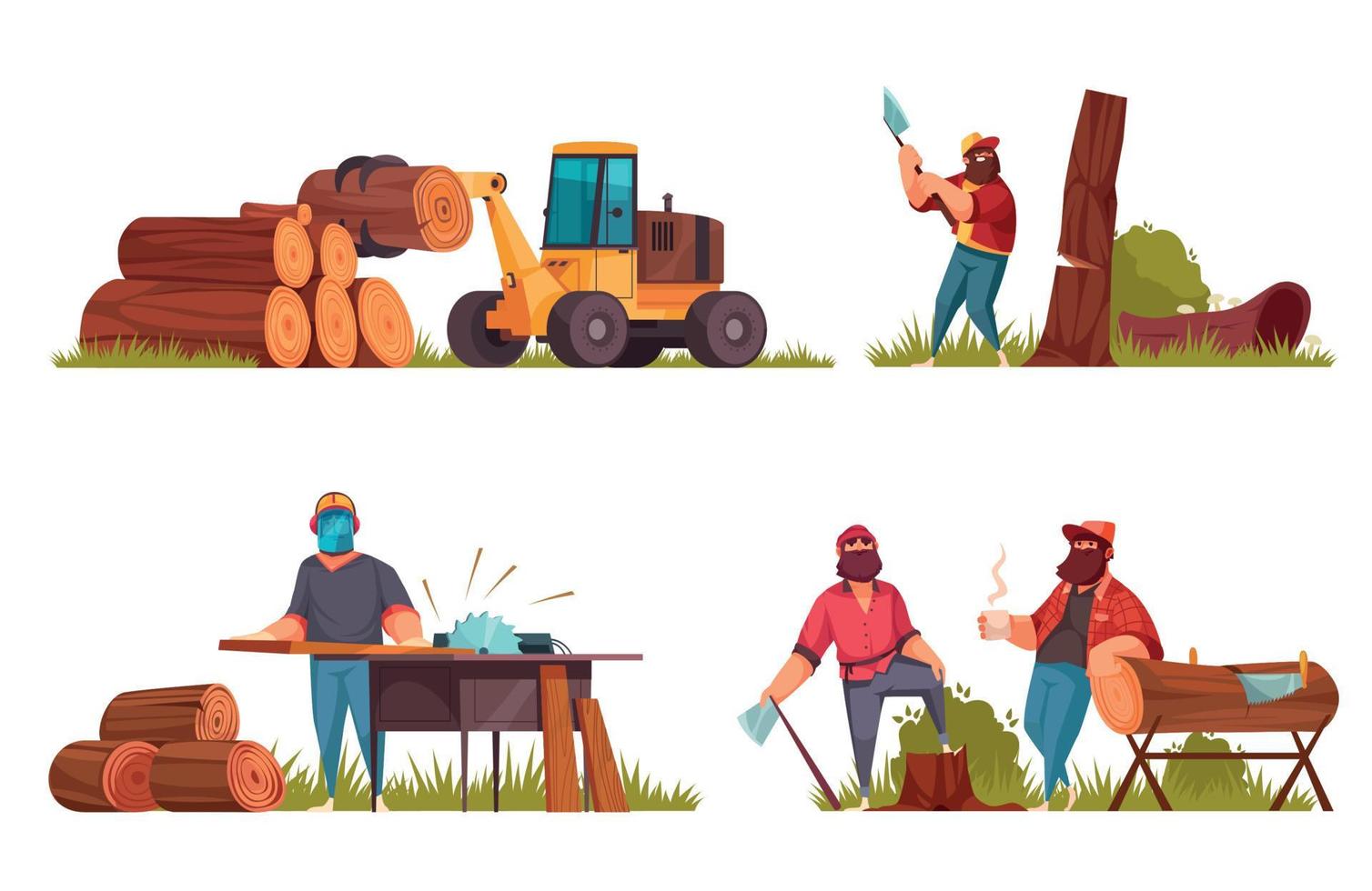 Lumberjack Work Cartoon Compositions vector