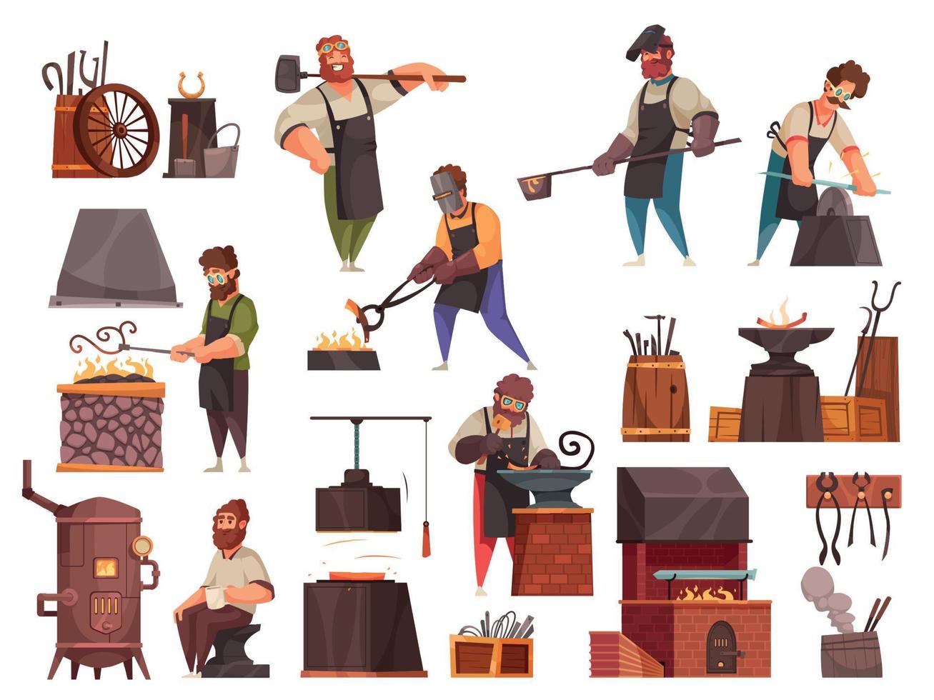 Blacksmith Workshop Set vector