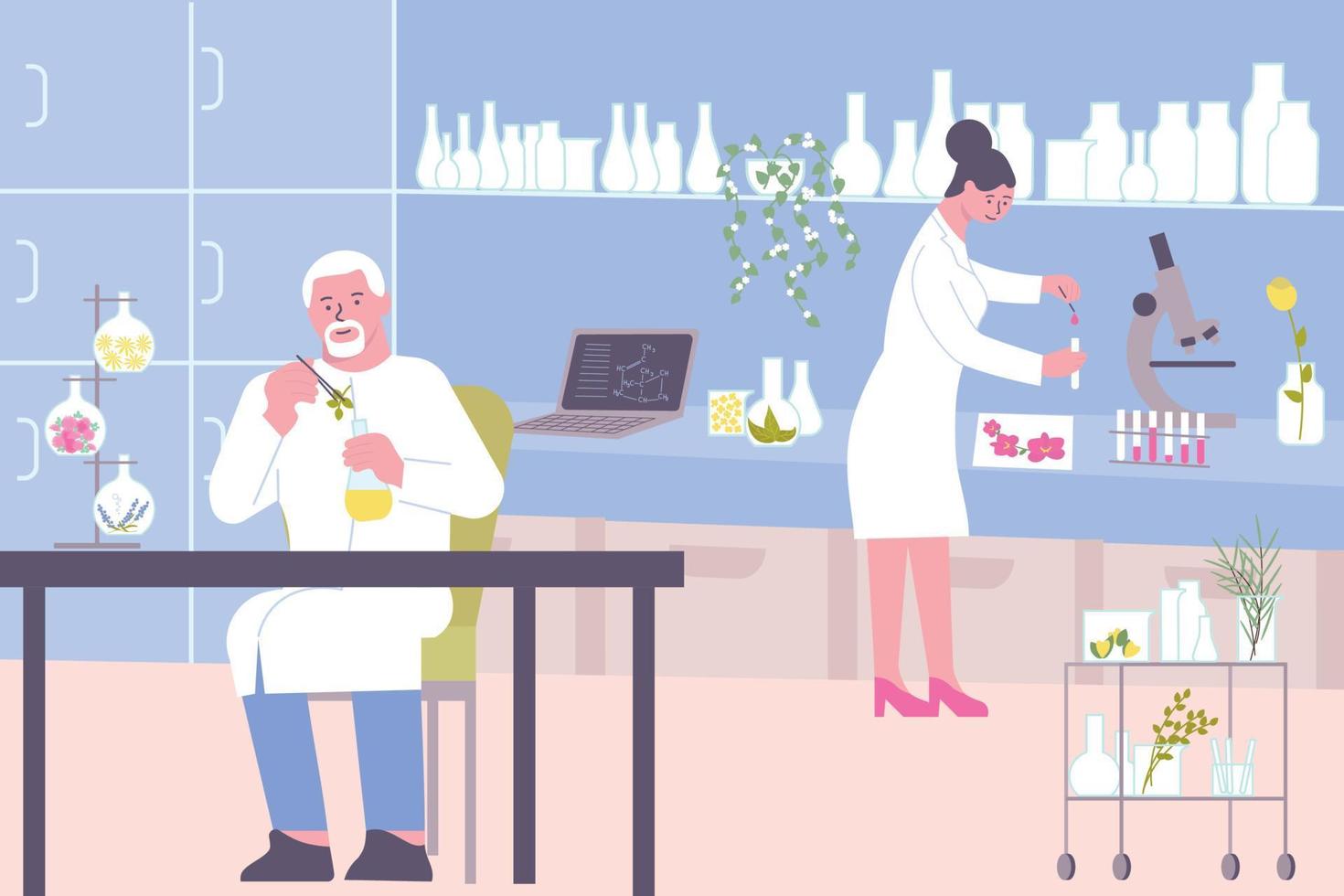 Cosmetics Laboratory Flat Composition vector