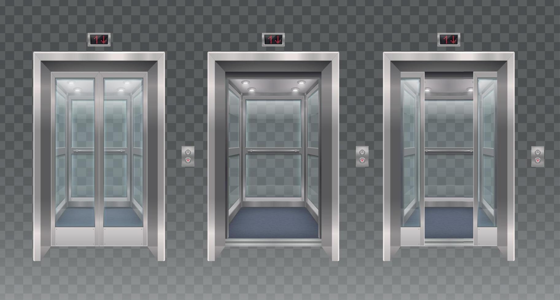 conjunto de puertas de ascensor de metal vector