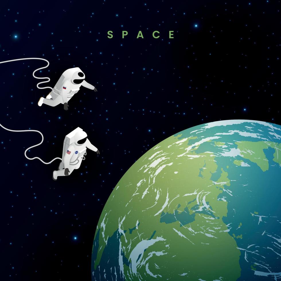 Astronaut Cosmonaut Taikonaut Isometric Composition vector