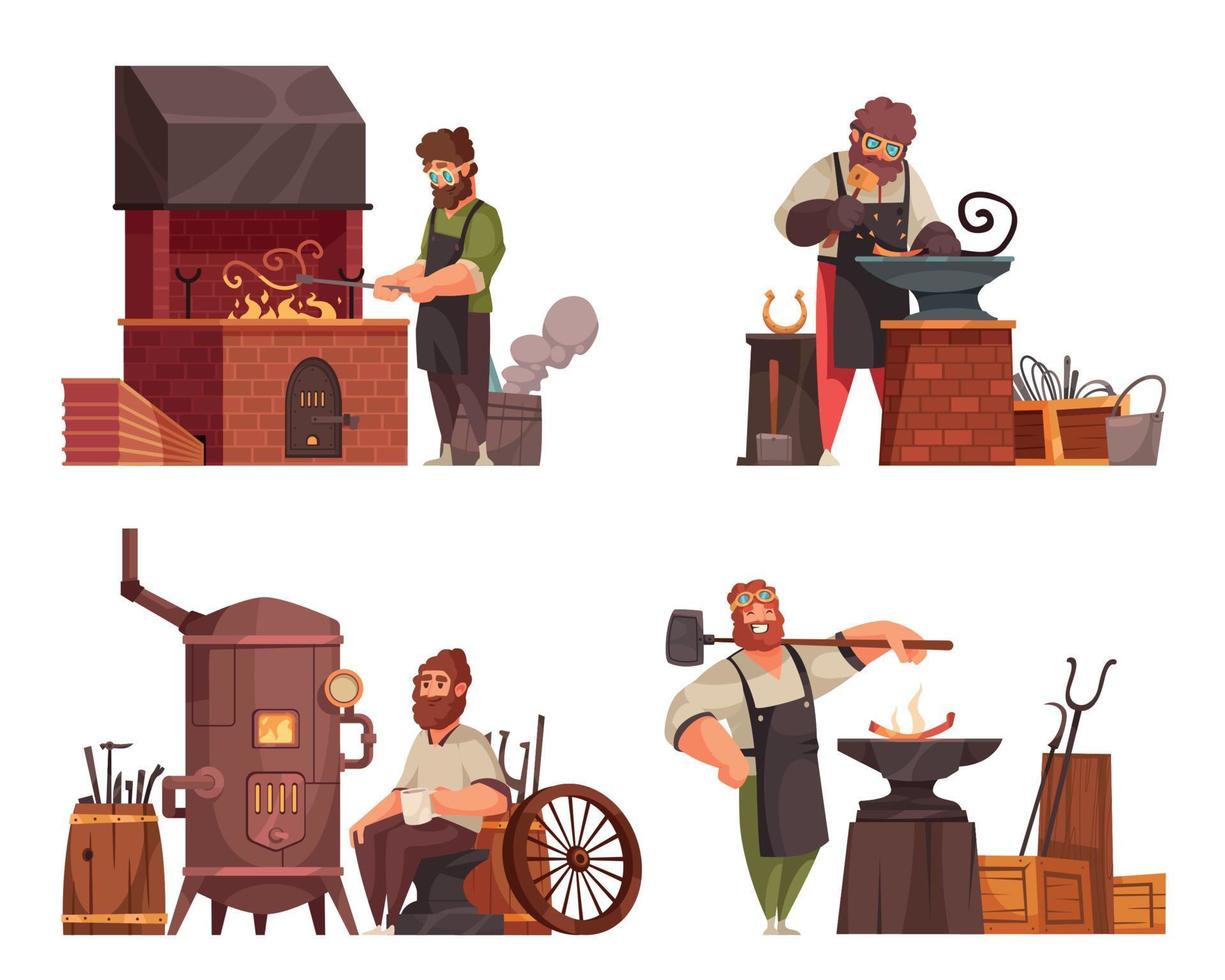 Blacksmith Workshop Cartoon Concept vector