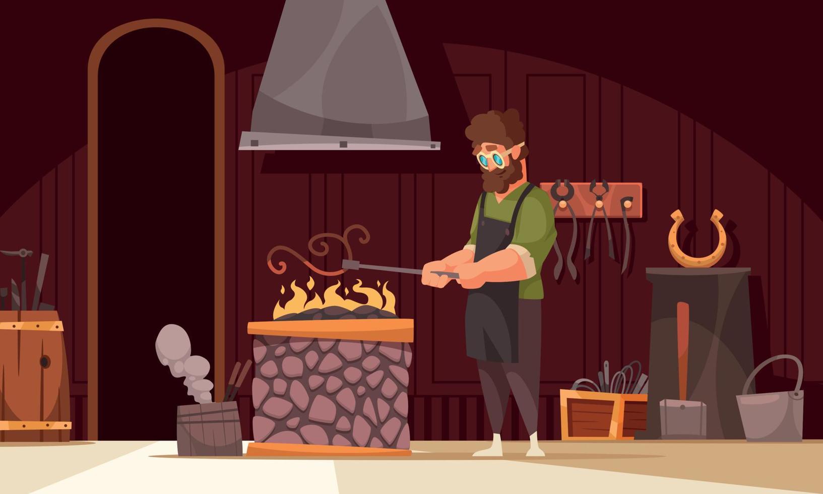 Blacksmith Workshop Cartoon Composition vector