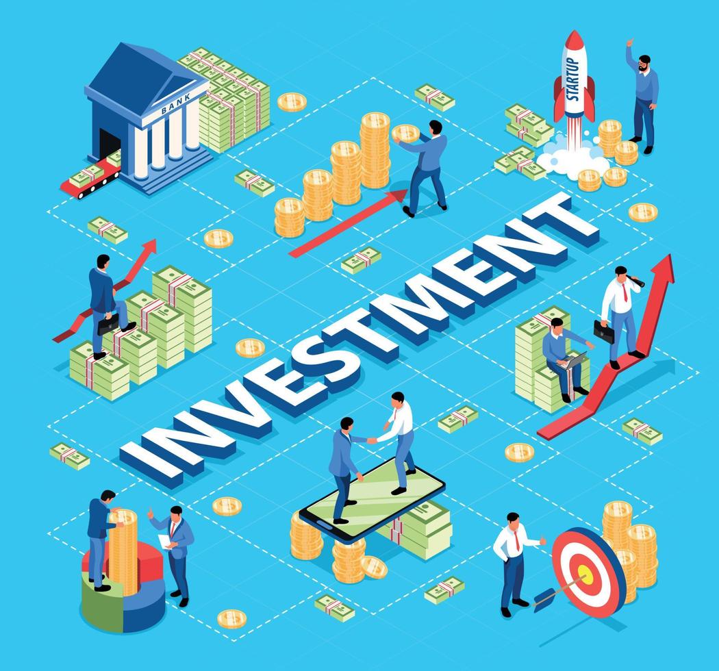Investment Isometric Flowchart vector