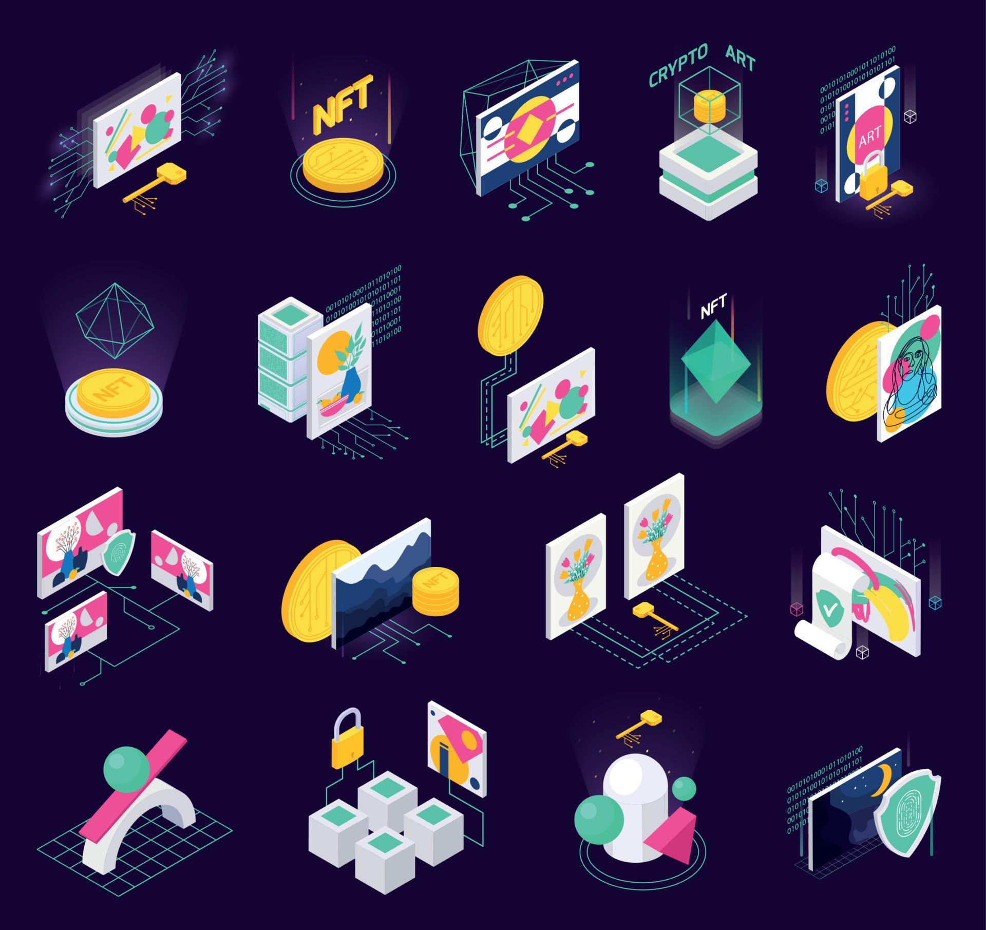 Cryptographic Art Icon Set 4661438 Vector Art at Vecteezy