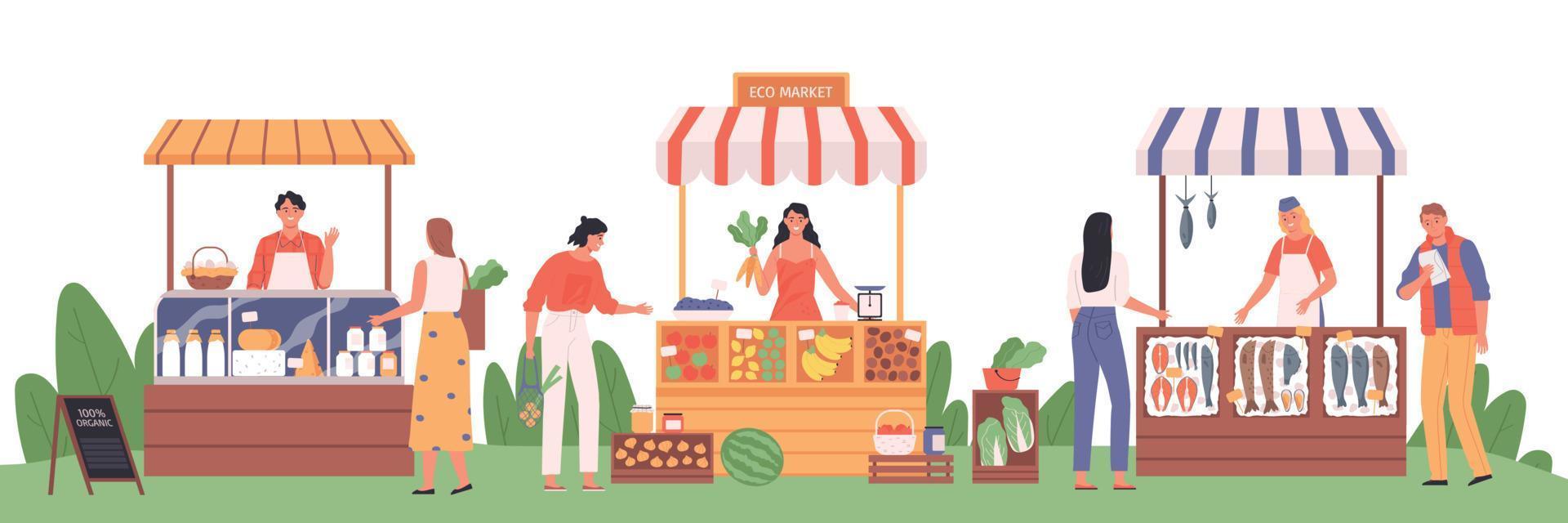 Ilustración de mercado ecológico vector