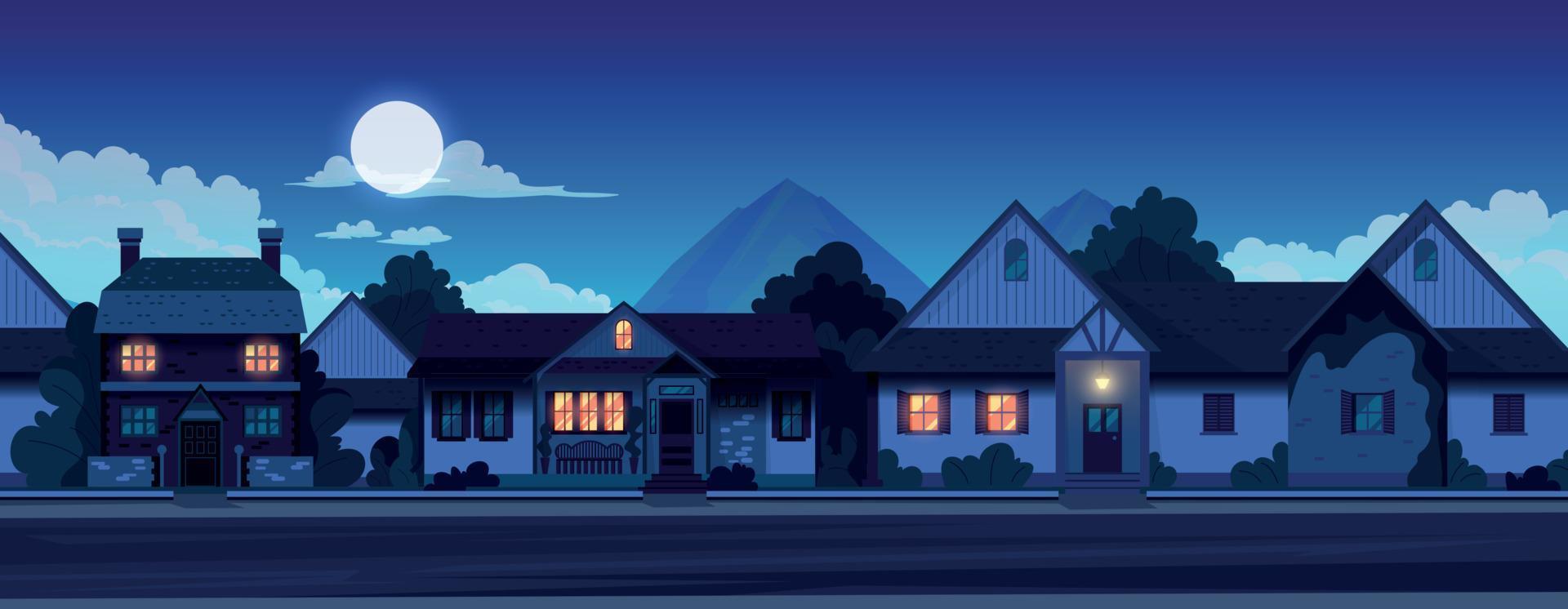 Suburban House Night vector