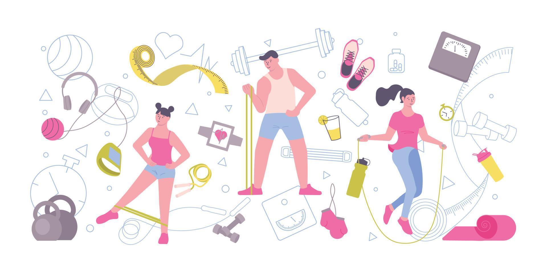 Sport Exercises Flat Composition vector