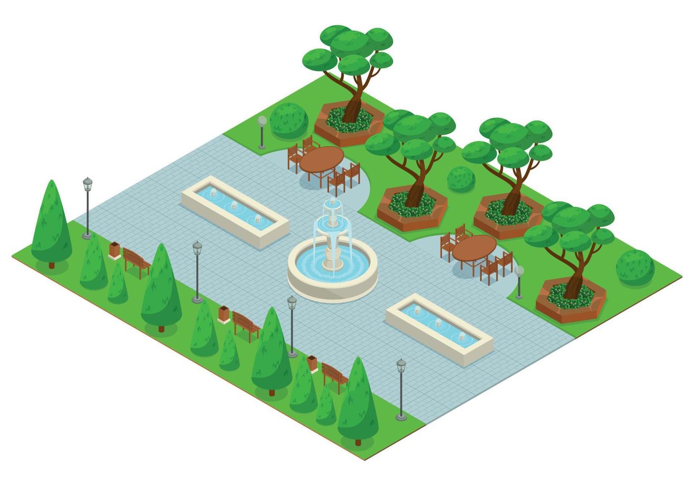 Landscape Design Park Isometric Colored Composition vector