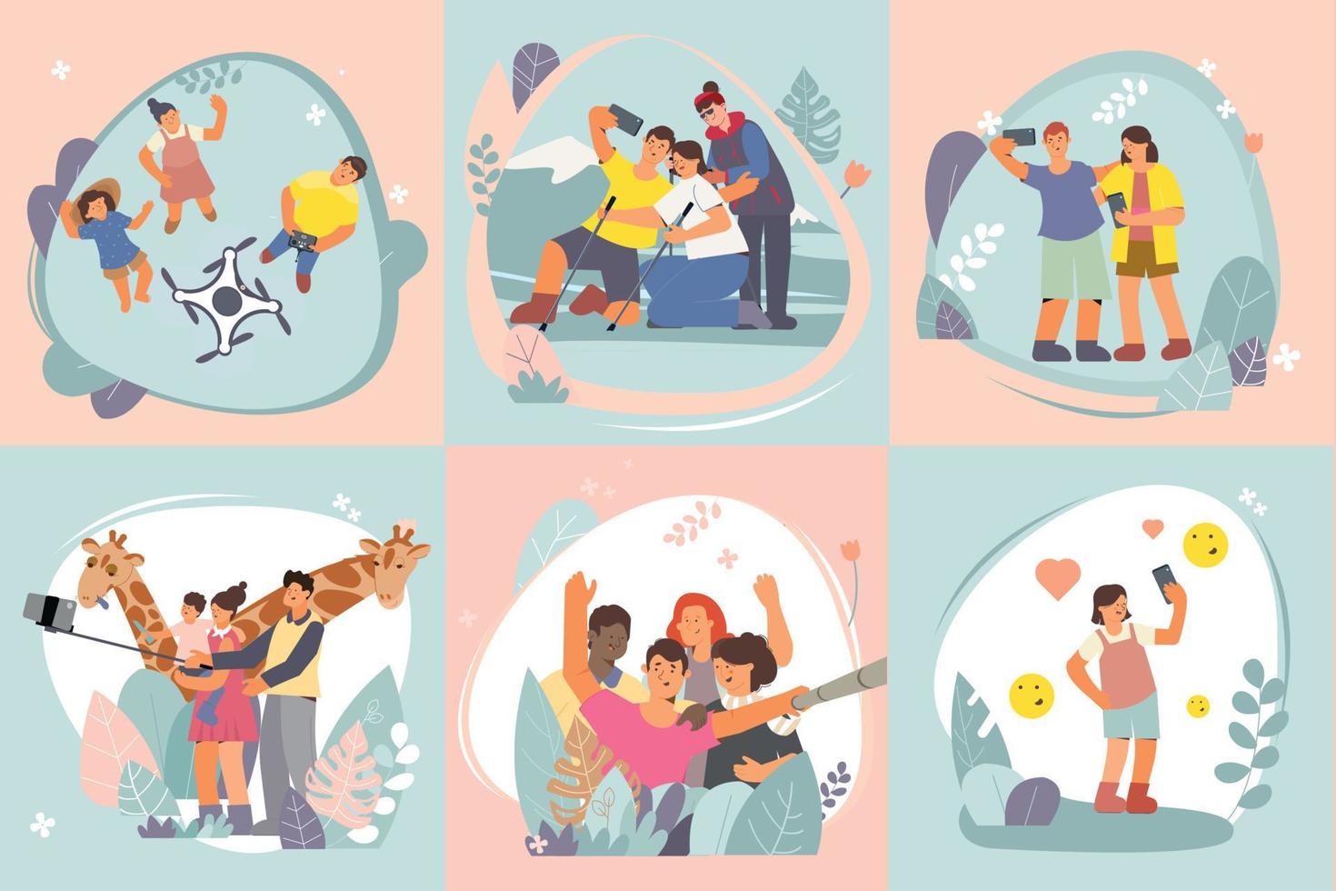 Selfie Composition Set Flat vector