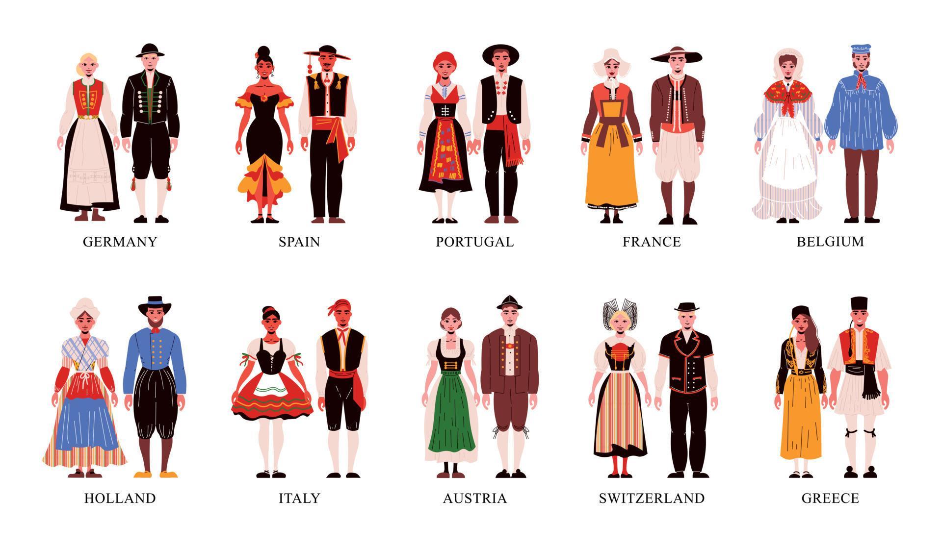 National European Clothes Set 4661512 Vector Art at Vecteezy