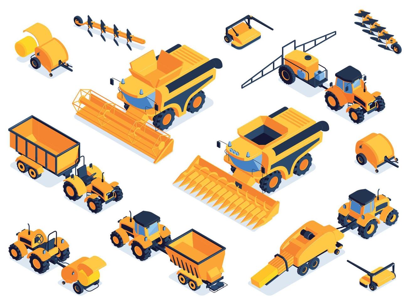 Isometric Agricultural Color Set vector