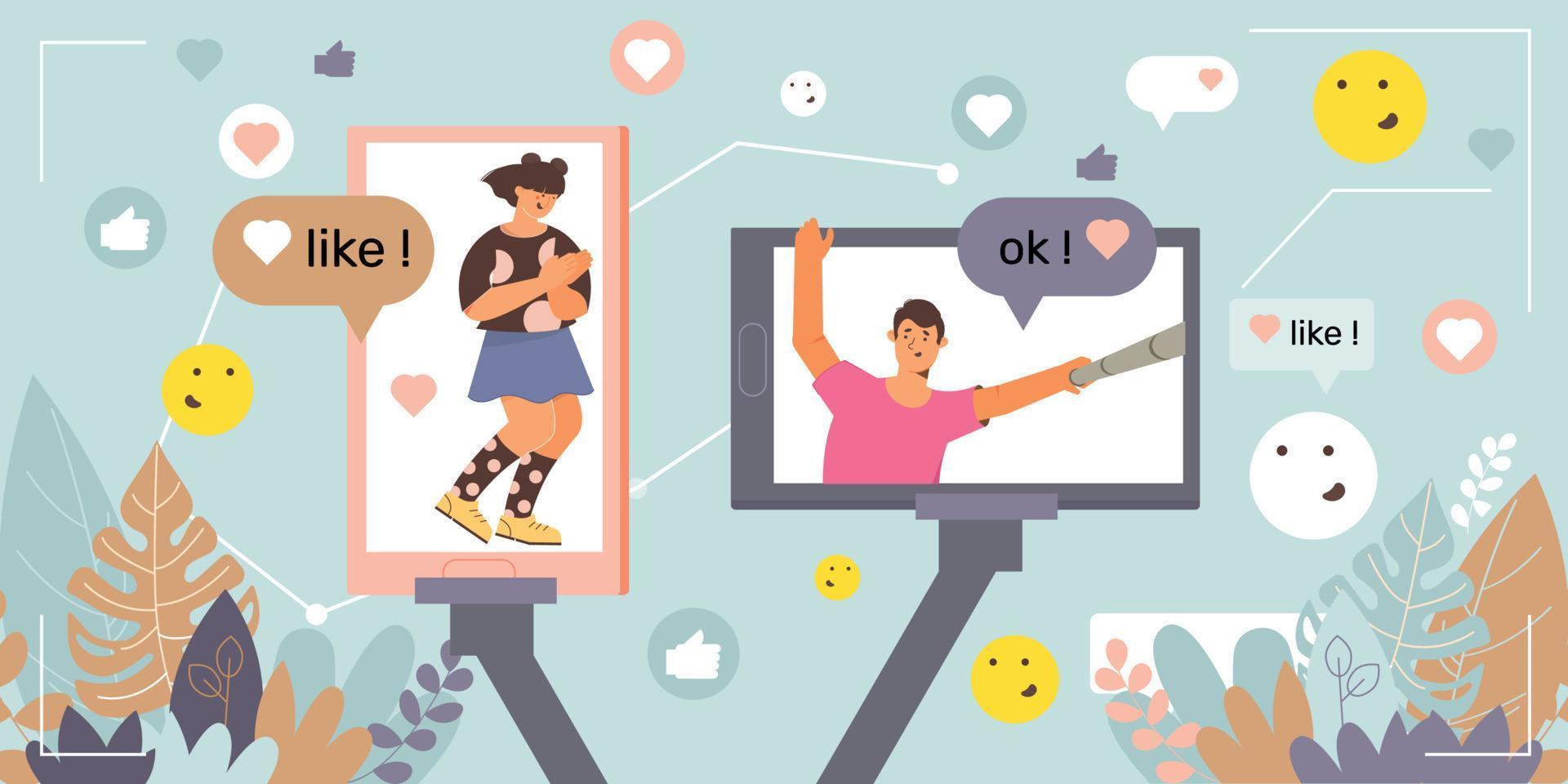 Selfie Social Blog Flat vector