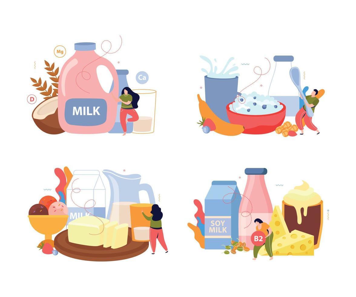 Milk Usage 2x2 Design Concept vector