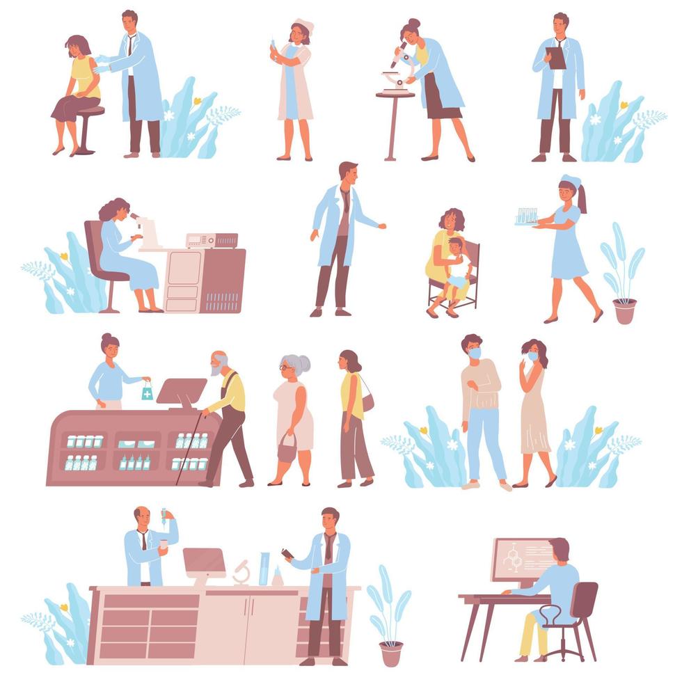 Vaccination Flat Set vector