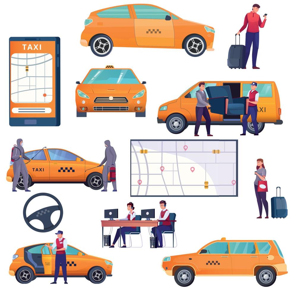 Taxi Set Flat vector