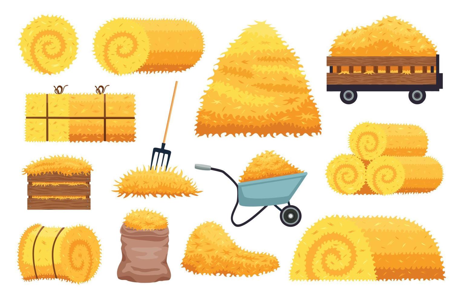 Hay Stacks Icon Set vector