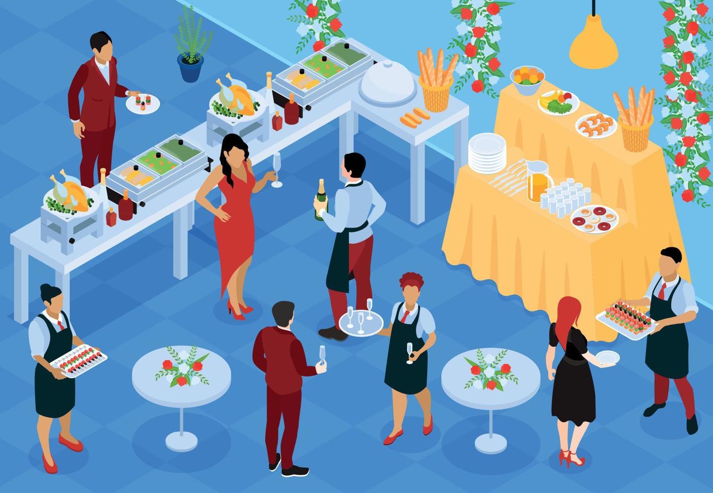 Banquet Reception Isometric View vector