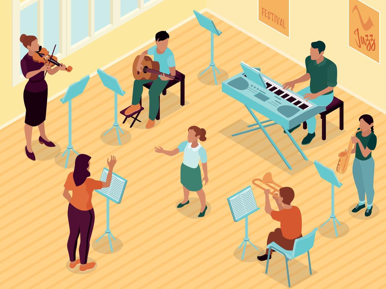 Musician Education Isometric Composition vector