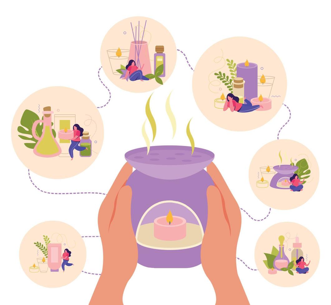 Aromatherapy Flat Design Concept vector