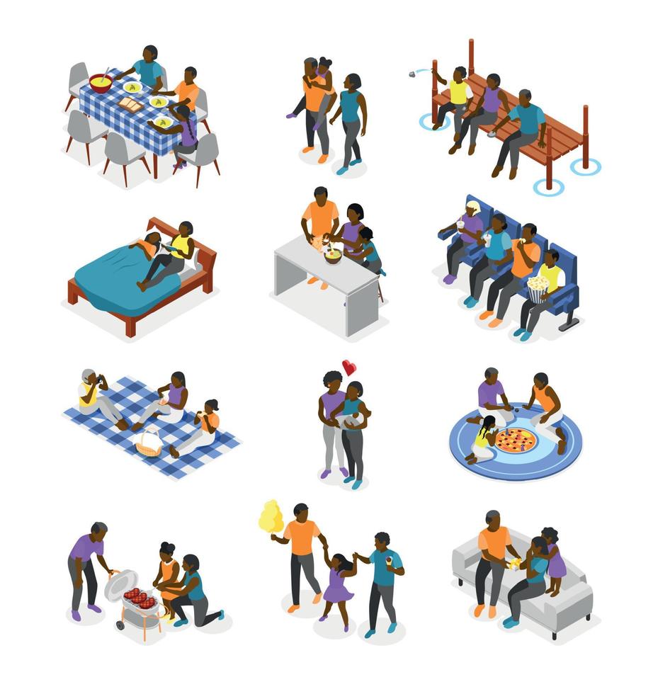 International Day of Families Isometric Recolor Set vector