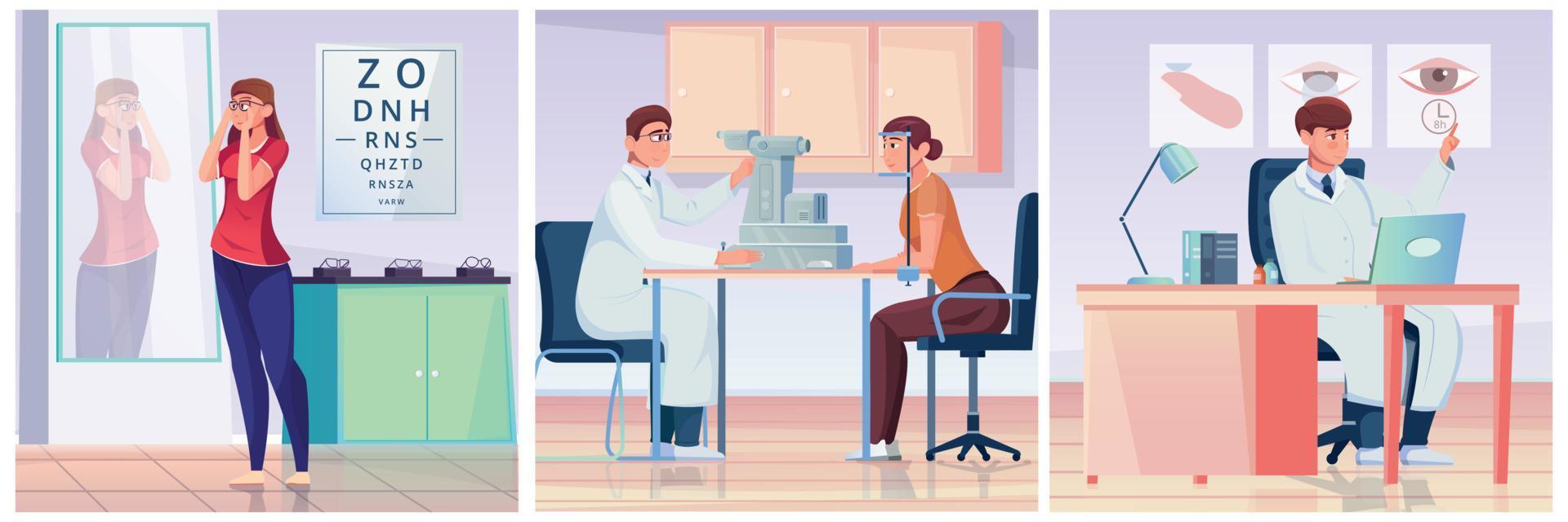 Ophthalmology Illustration Flat. vector