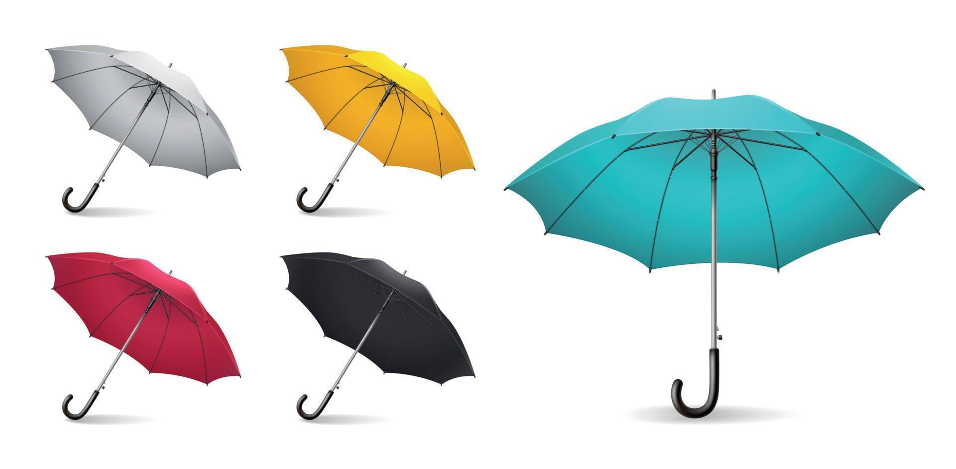 Colored Realistic Umbrella Icon Set vector