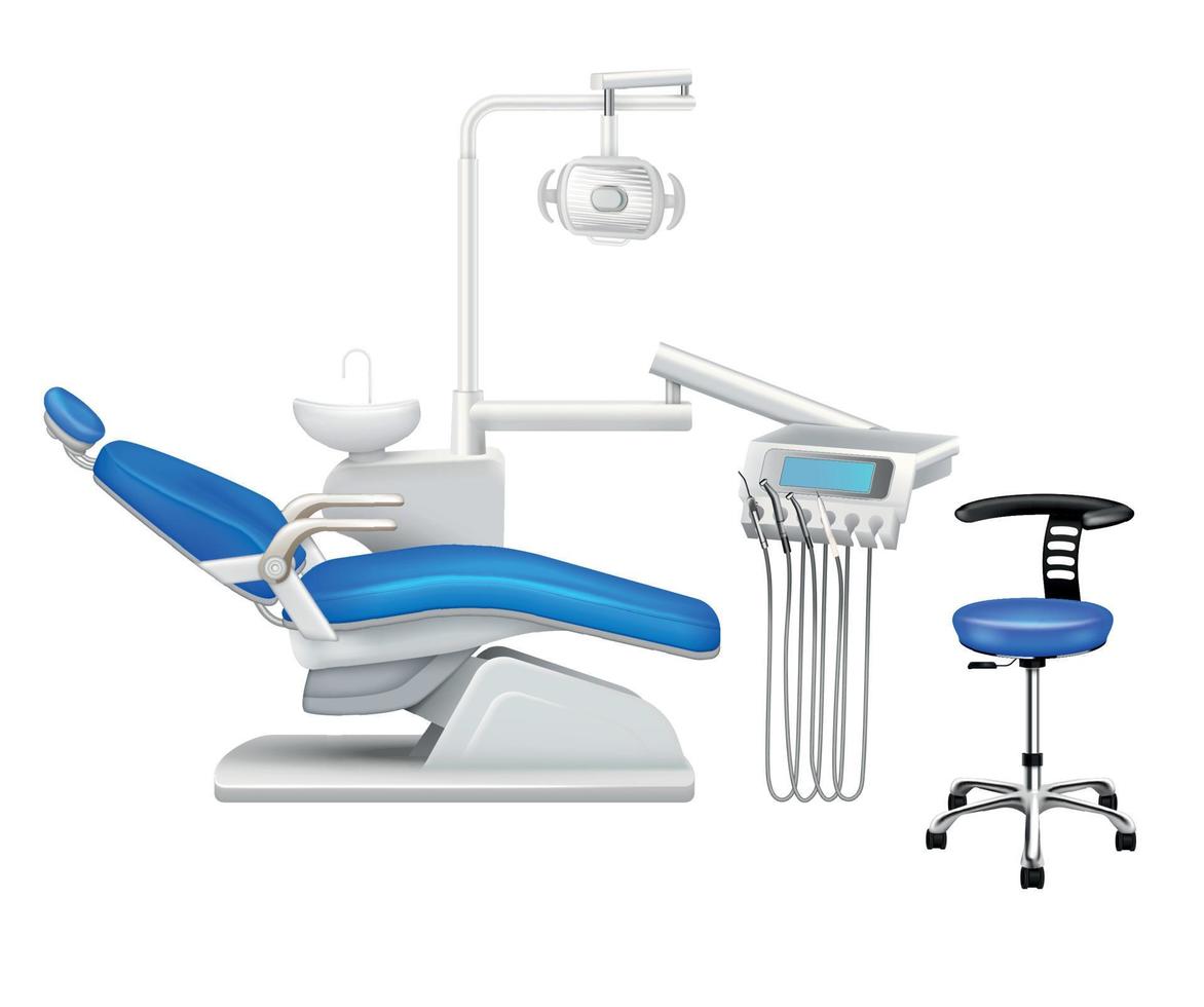 conjunto realista de consultorio dental vector