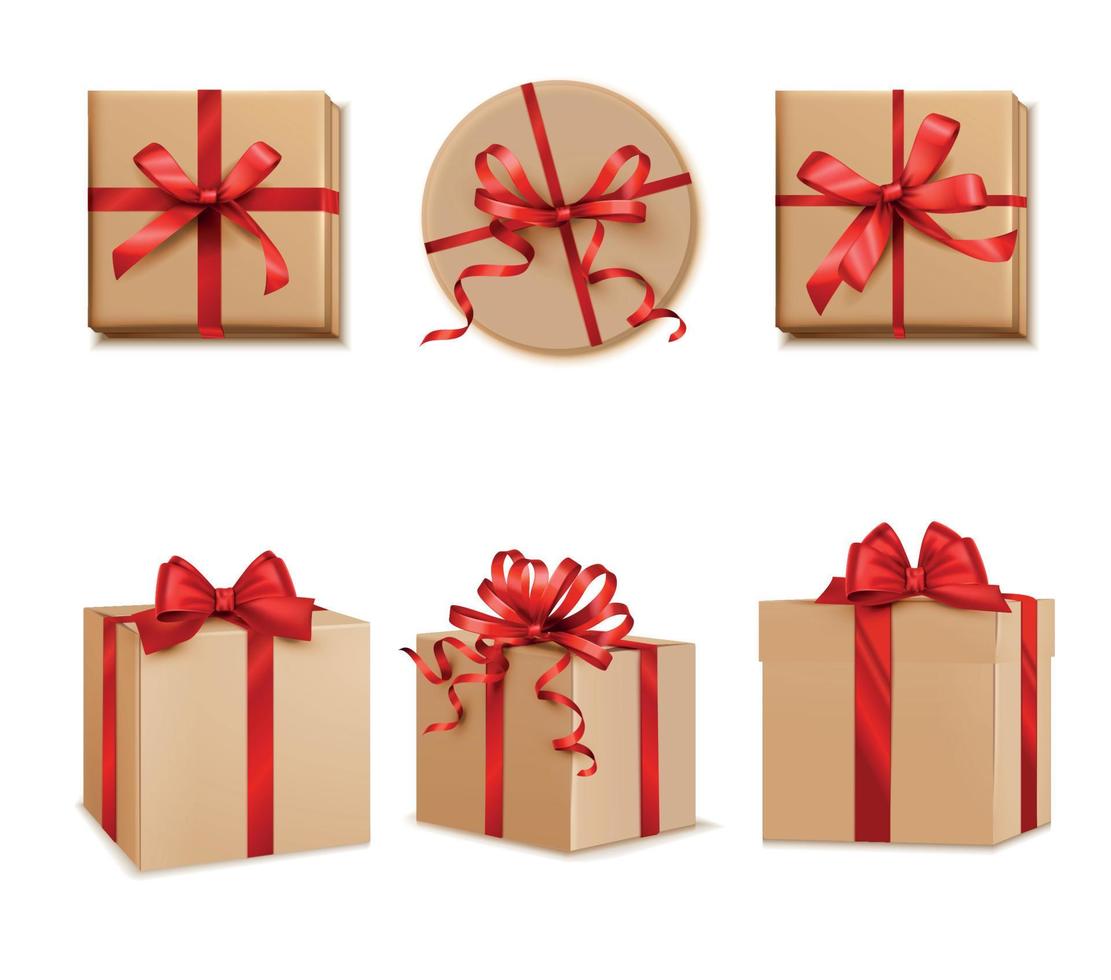 Box Present Realistic Set vector