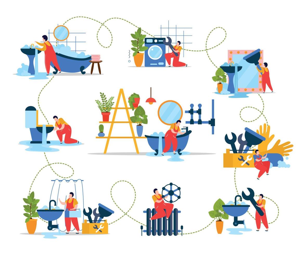 Flat Plumber Composition vector