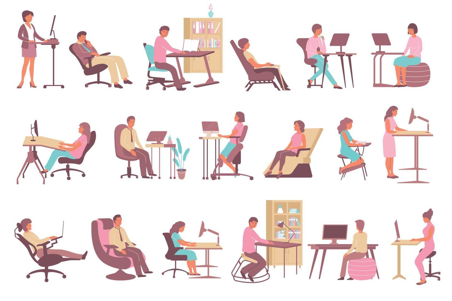 Ergonomic Office Set vector