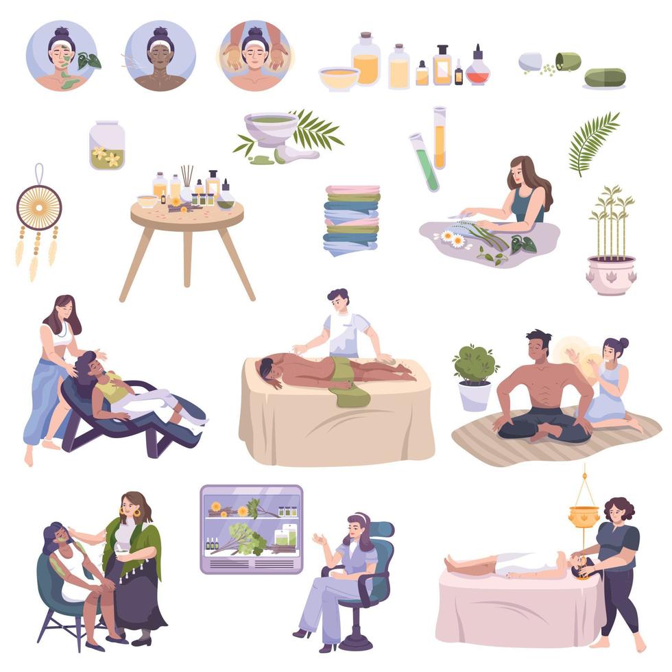 Alternative Medicine Flat Set vector