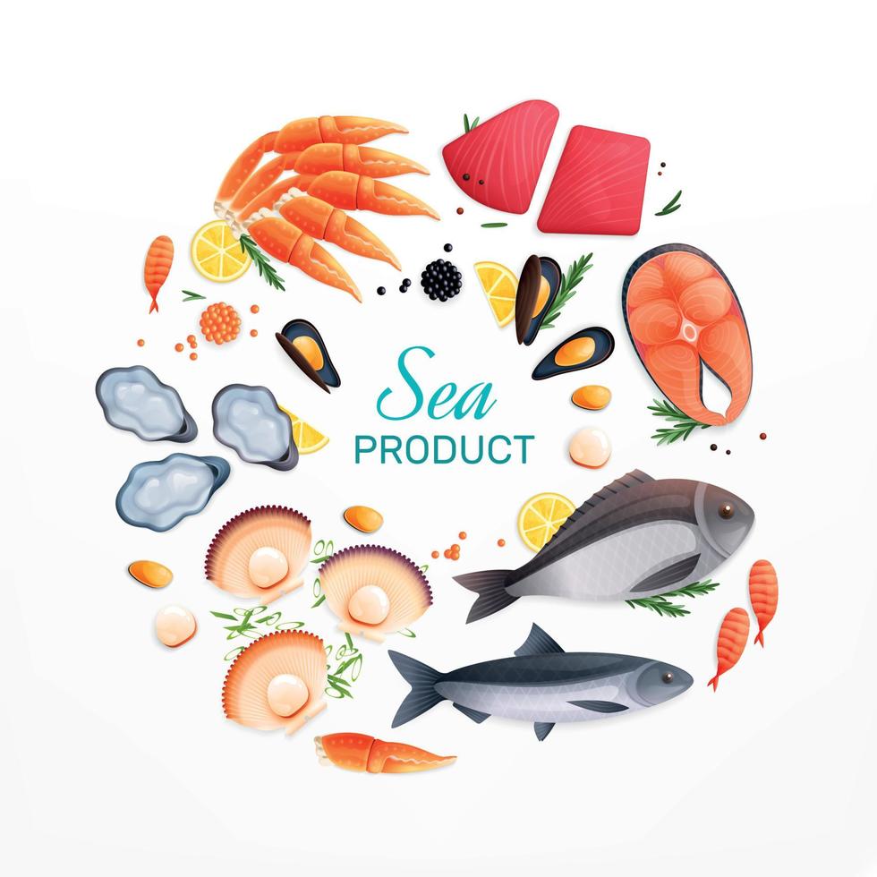 Seafood Circular Composition vector