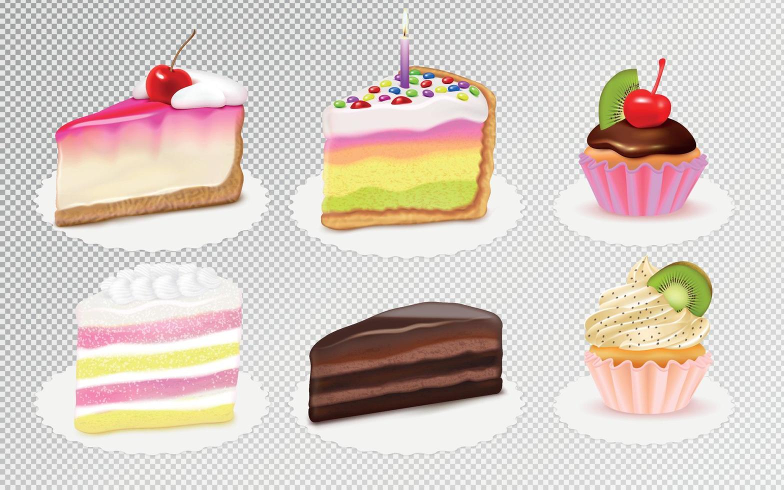 Cake Pieces Set Transparent vector