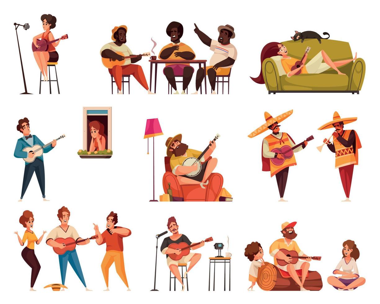 Acoustic Guitar Icon Set vector