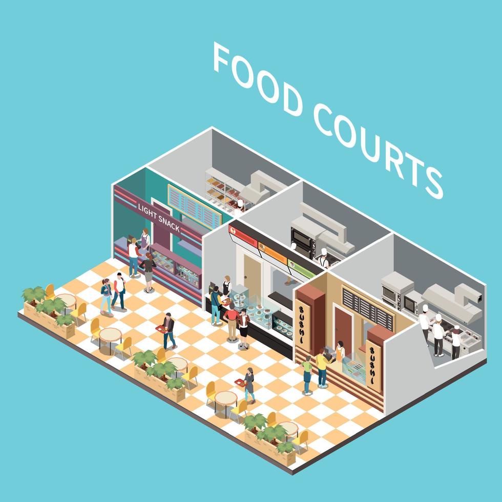 Food Court Isometric View vector