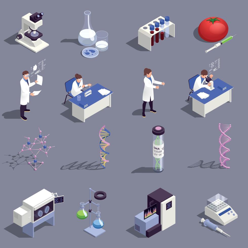 Genetic Engineering Icons Set vector