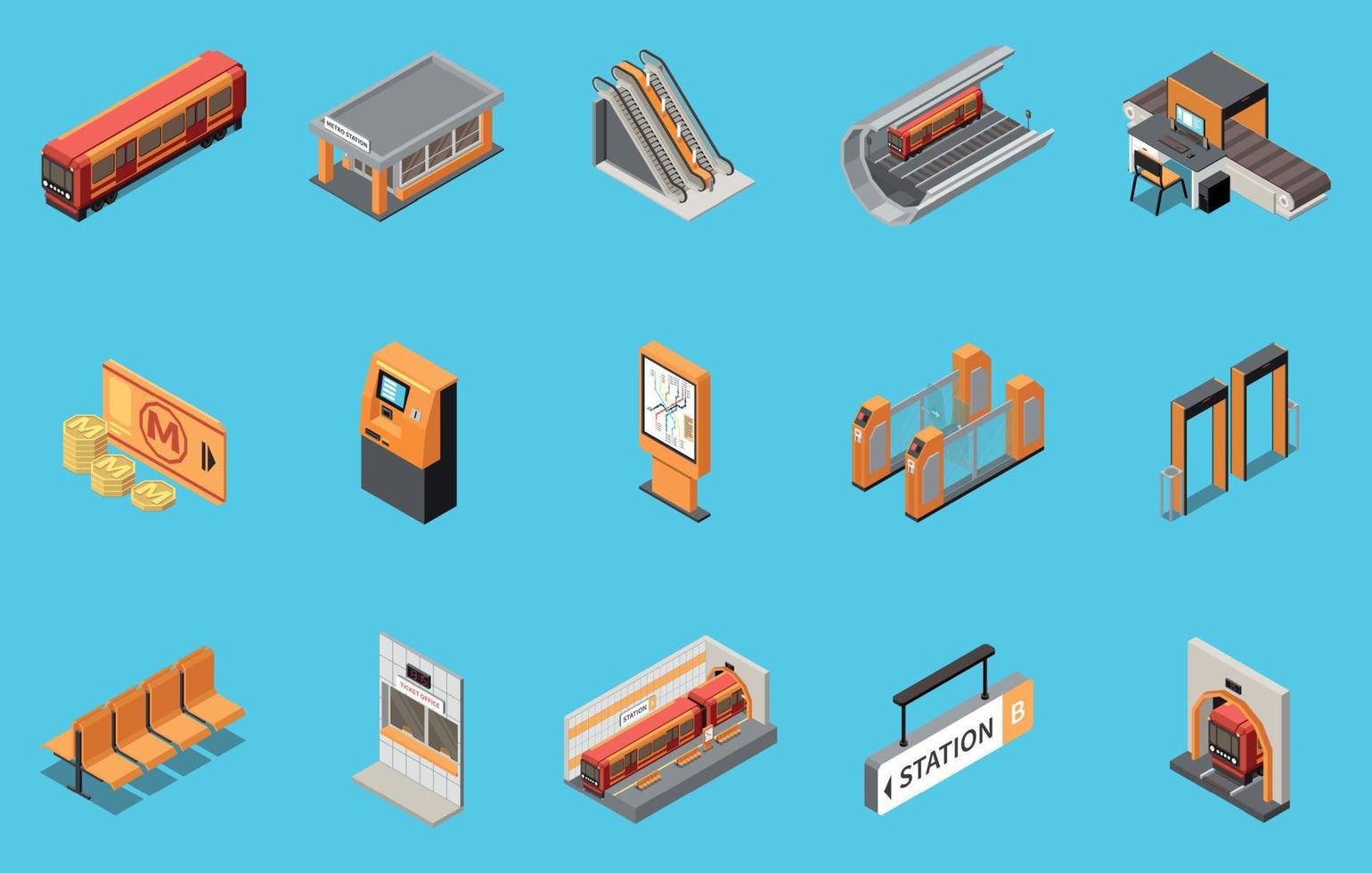 Subway Isometric Set vector