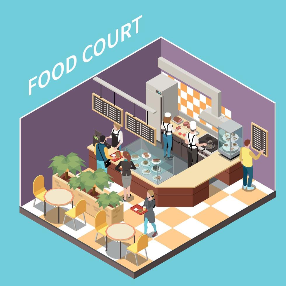 Food Court Isometric View vector