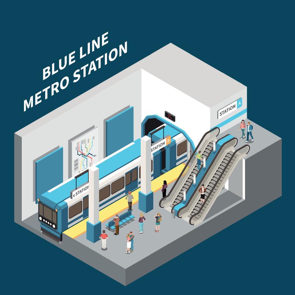 Metro Station Isometric Interior vector