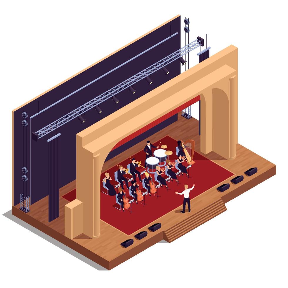 Opera Theatre Isometric Concept vector