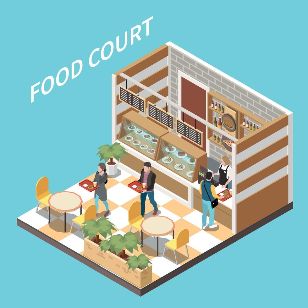 Food Court Isometric View vector
