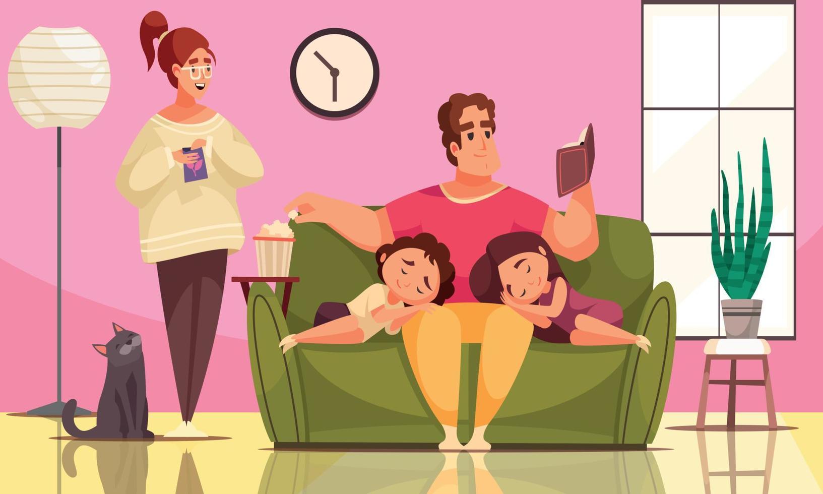 Kids With Dad Composition vector