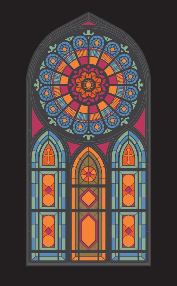 mosaico de la ventana de la iglesia gótica vector