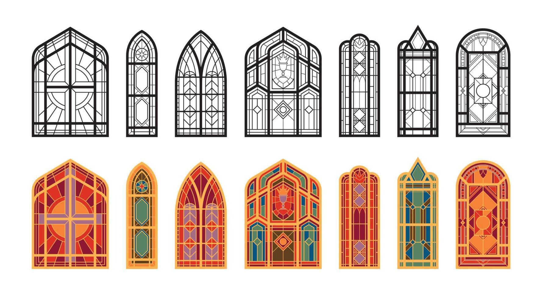 mosaico de ventanas de la iglesia vector